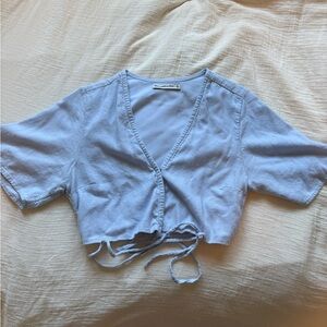 Abercrombie Light Blue Cropped Wrap Top